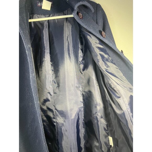 JG Hook Vintage 100% Wool Navy Blue Collared Trench Coat Womens Petite sz 8P - Picture 5 of 5